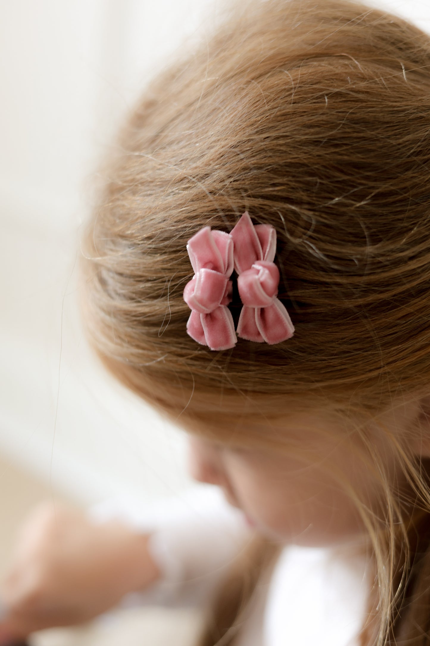 Mini Bow Clips | Dusky Rose Velvet