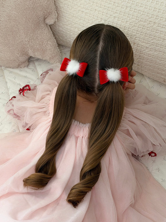 Knotted Pigtail Bows | Santa Velvet